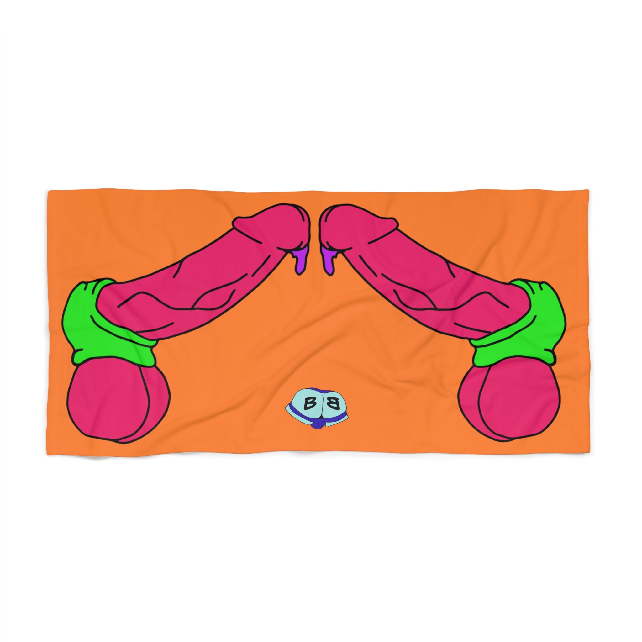 Beach Towel - Pop Art Cock and Ball Stretcher Double Dong