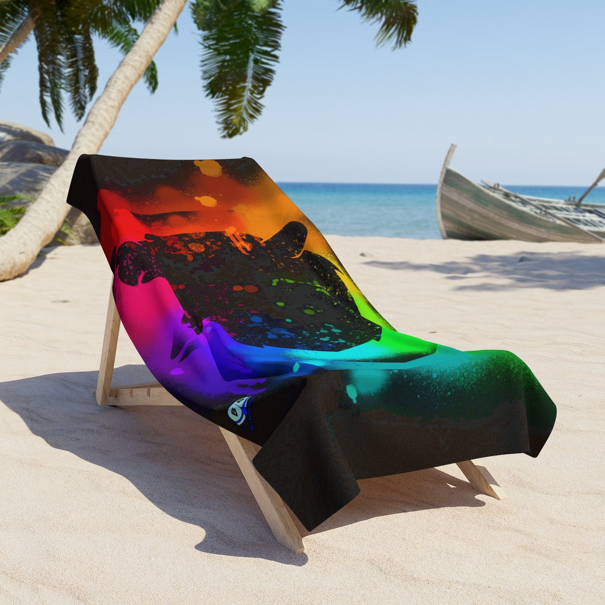 Beach Towel - Bear Paint Rainbow