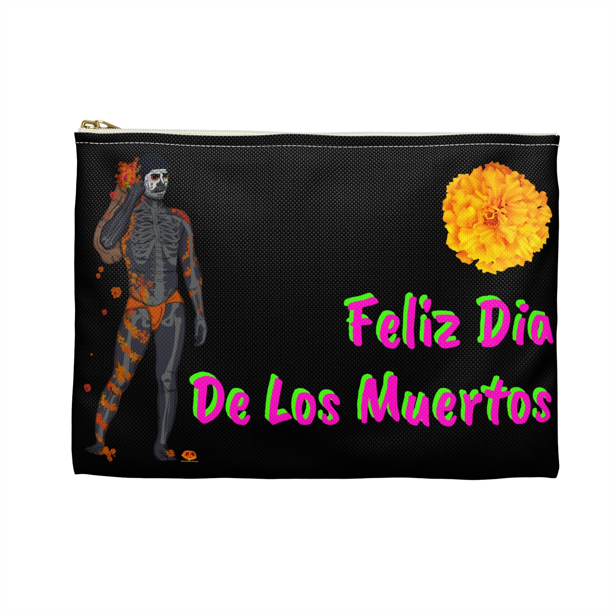 Zipper Gear Pouch - Marigold (Dia De Los Muertos)