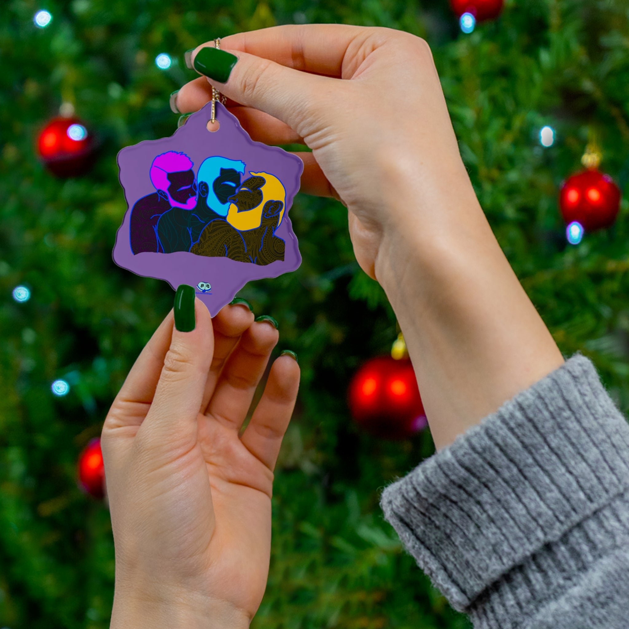 Ceramic Ornament - Throuple Pop Art
