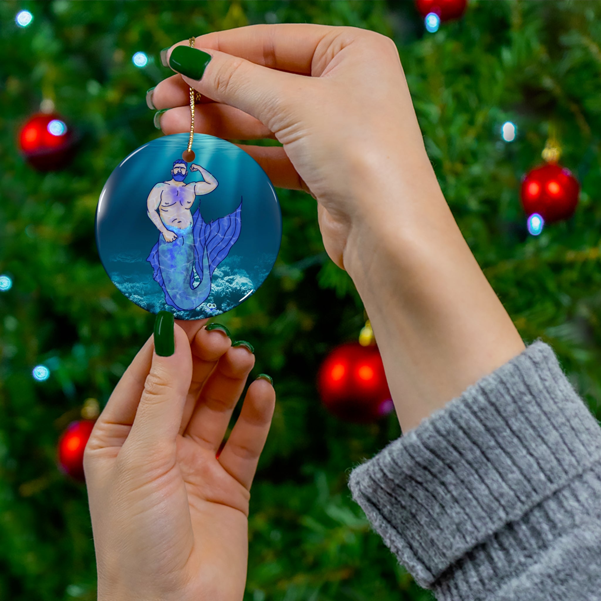 Ceramic Ornament - MerCub Blue Merman