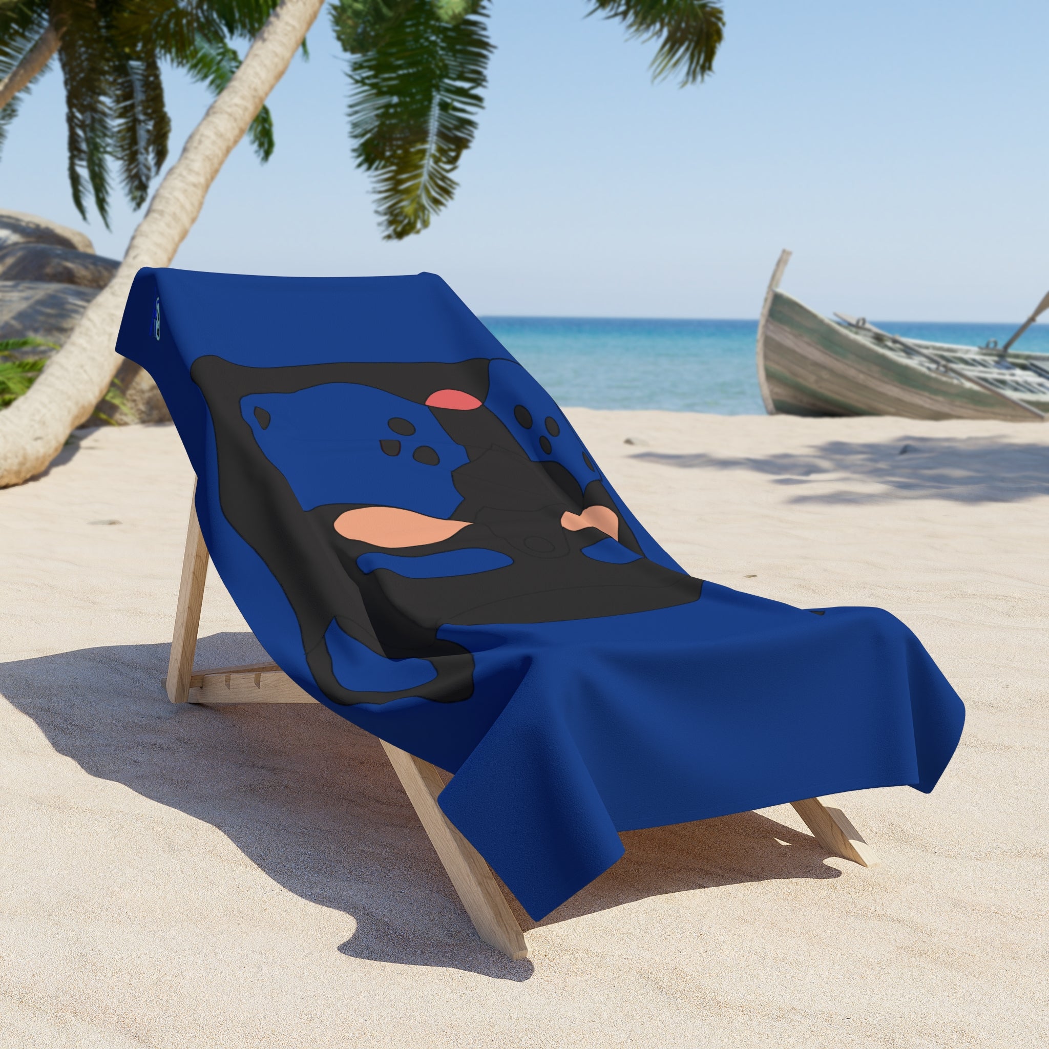 Beach Towel - Pup Mask (Blue)