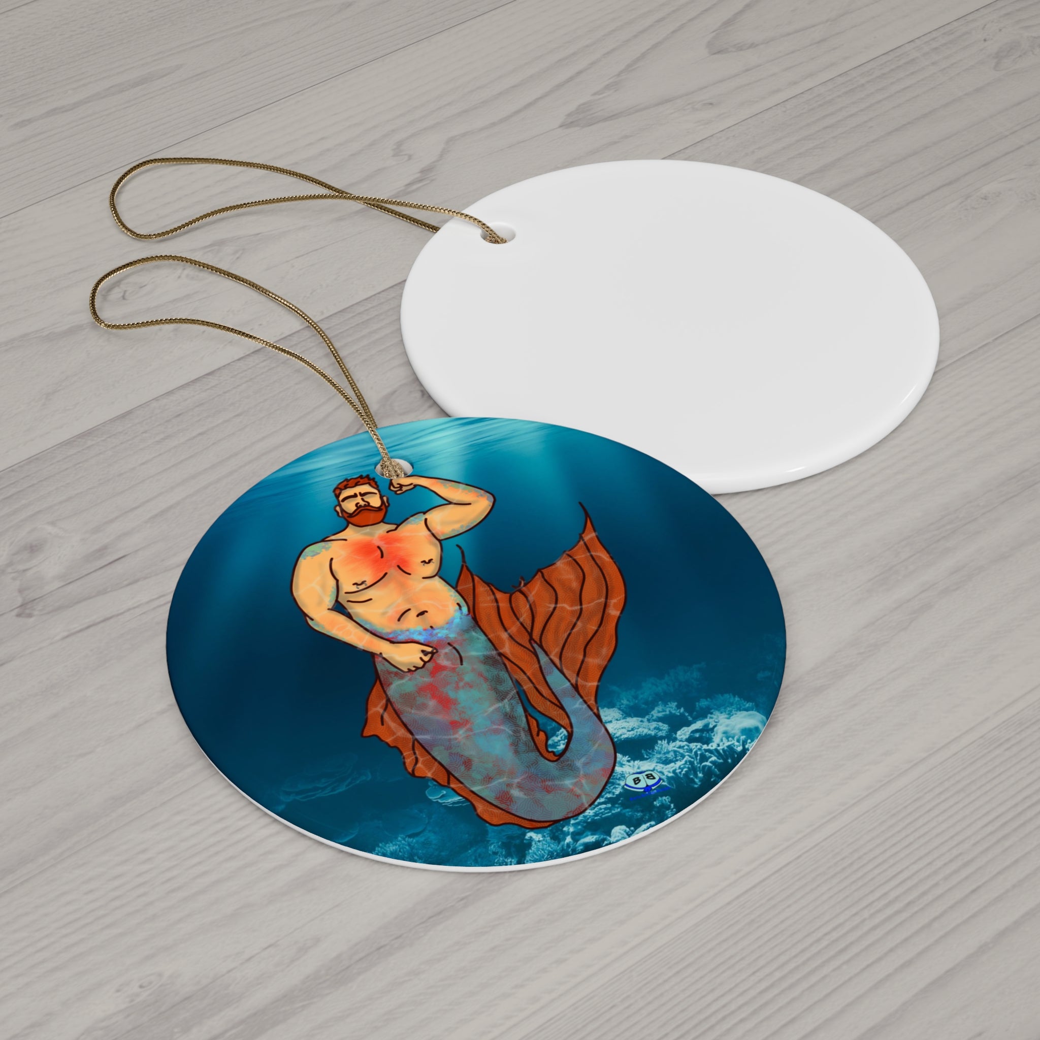Ceramic Ornament - MerCub Orange Merman