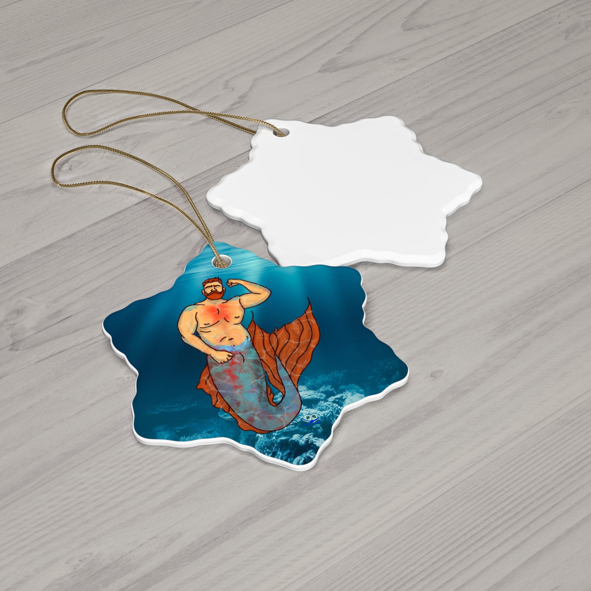Ceramic Ornament - MerCub Orange Merman