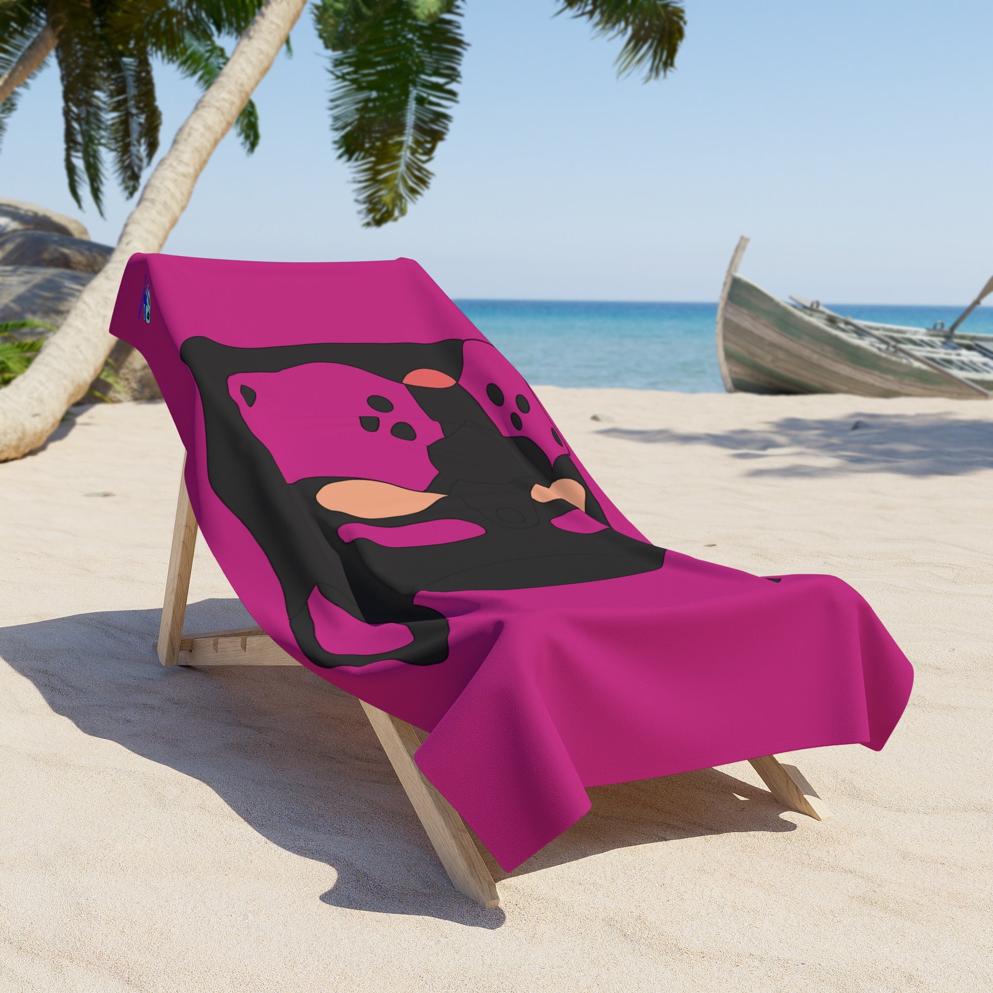 Beach Towel - Pup Mask (Pink)