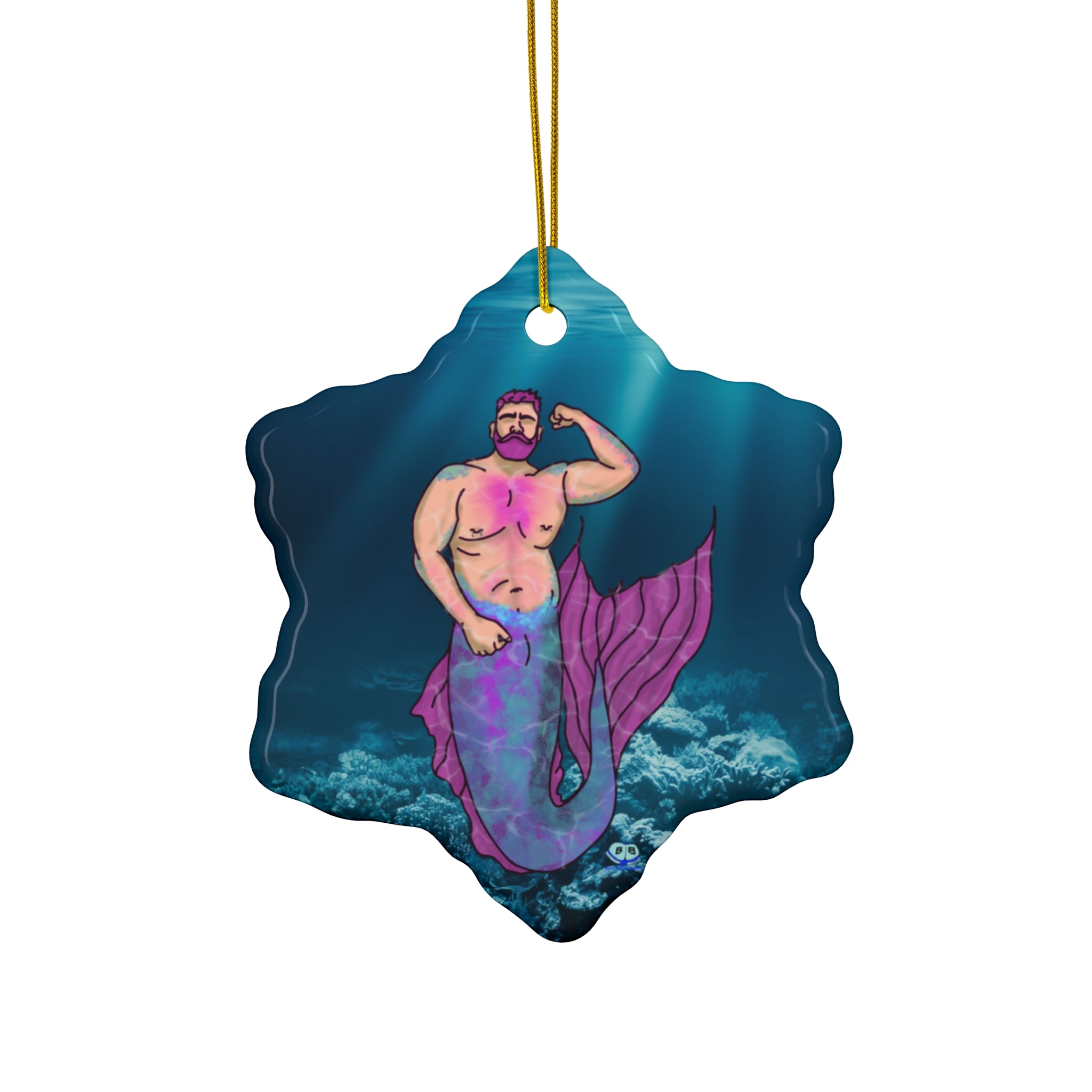 Ceramic Ornament - MerCub Pink Merman