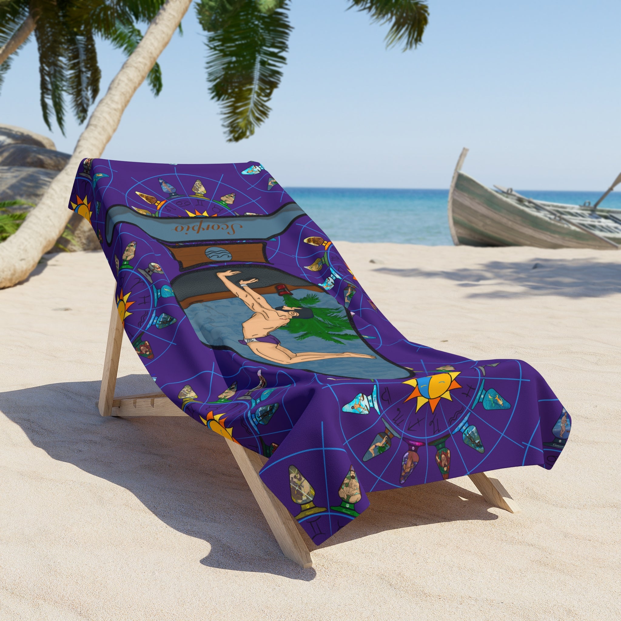 Beach Towel - Zodiac Butt Plug: Scorpio Burly Bottom Designs Beach Towel - Zodiac Butt Plug: Scorpio Burly Bottom Designs