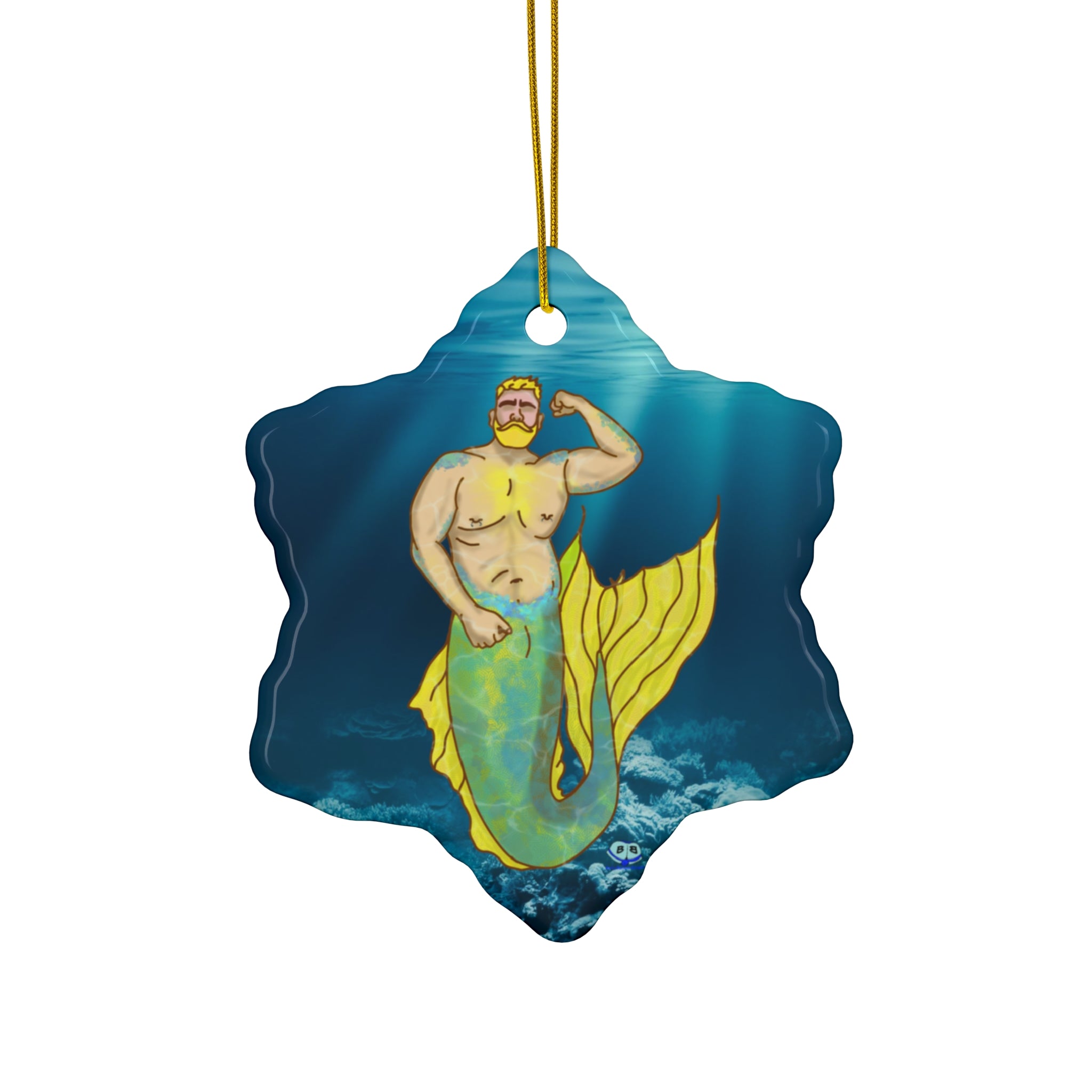 Ceramic Ornament - MerCub Yellow Merman