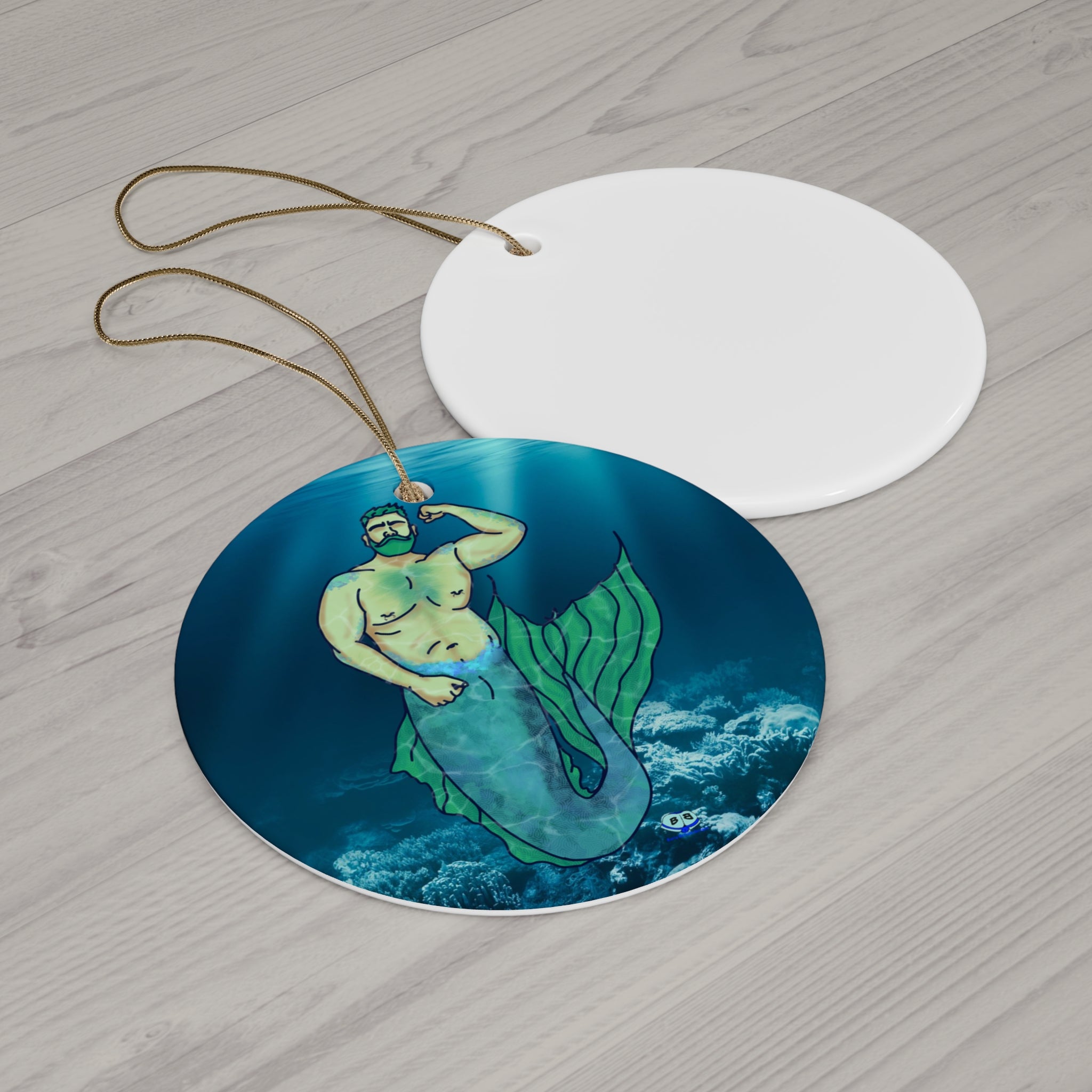 Ceramic Ornament - MerCub Green Merman