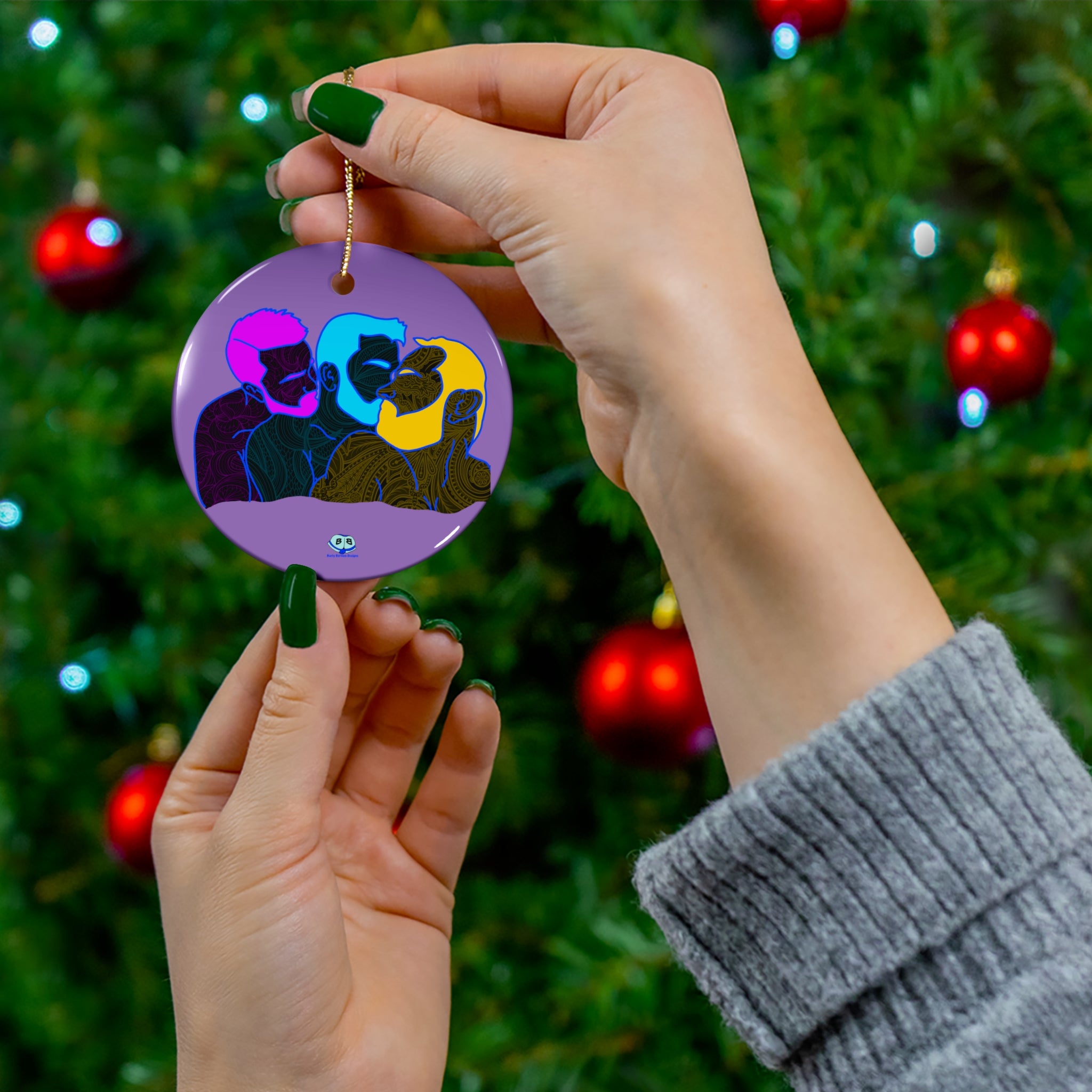 Ceramic Ornament - Throuple Pop Art