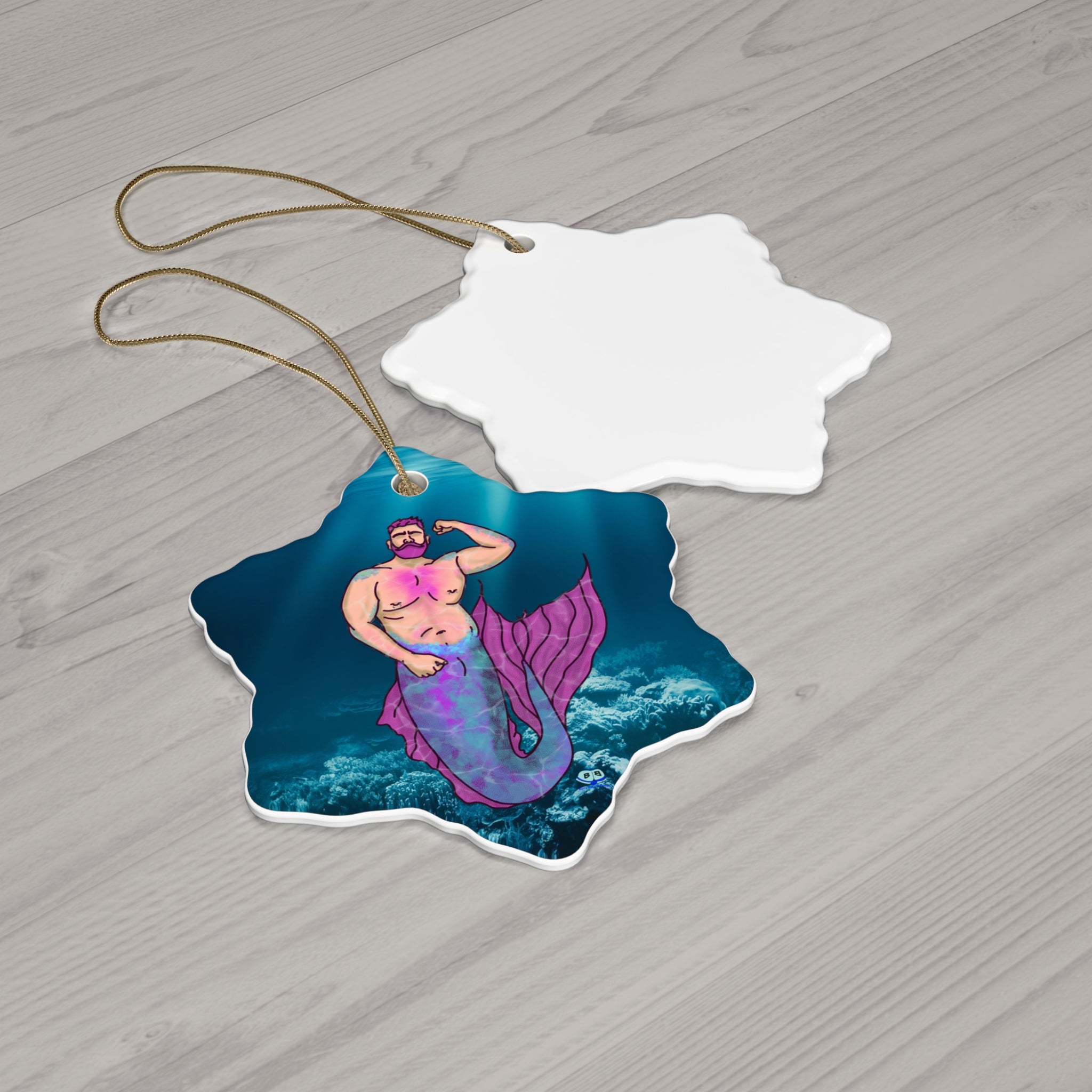 Ceramic Ornament - MerCub Pink Merman