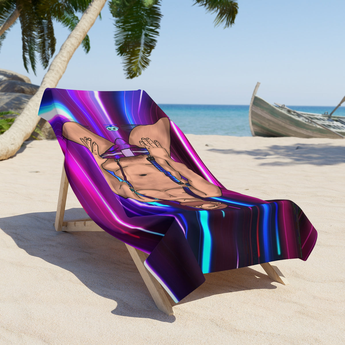 Beach Towel - Neon Circuit