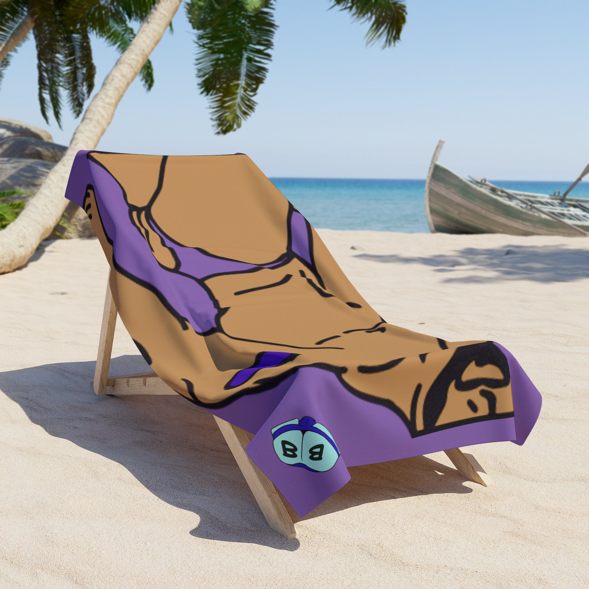 Beach Towel - Eggplant Tattoo.