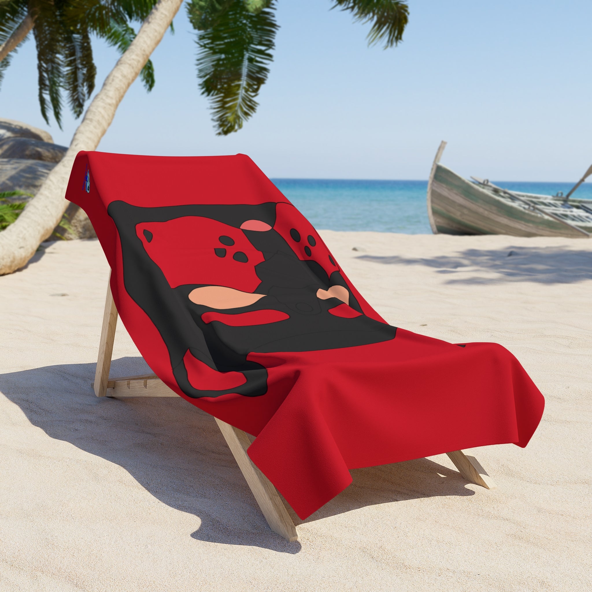 Beach Towel - Pup Mask (Red)