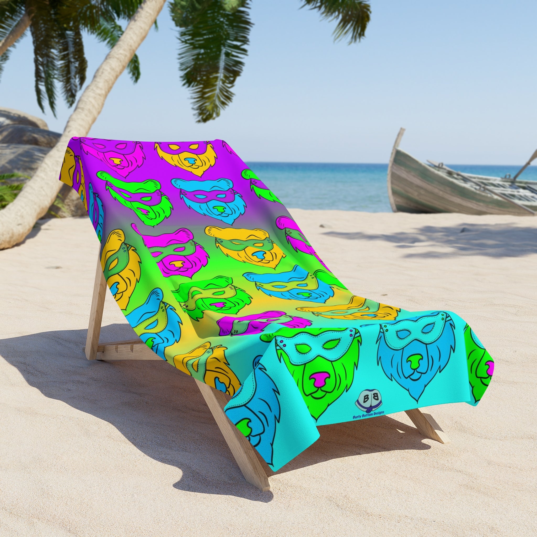 Beach Towel - Pop Art Masked Bears