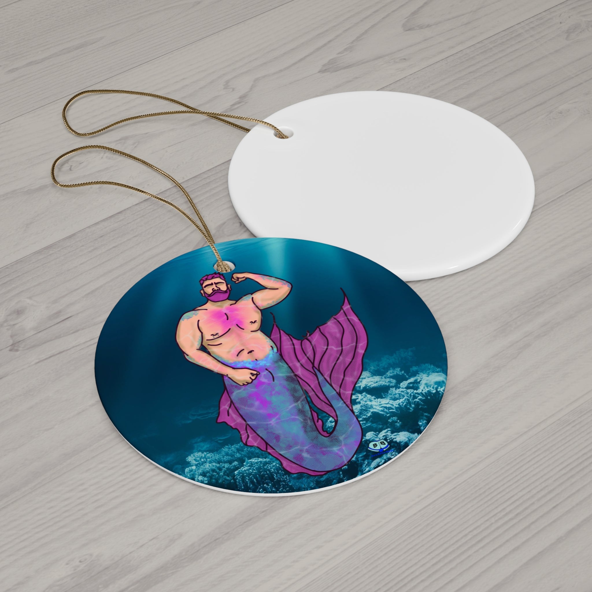 Ceramic Ornament - MerCub Pink Merman