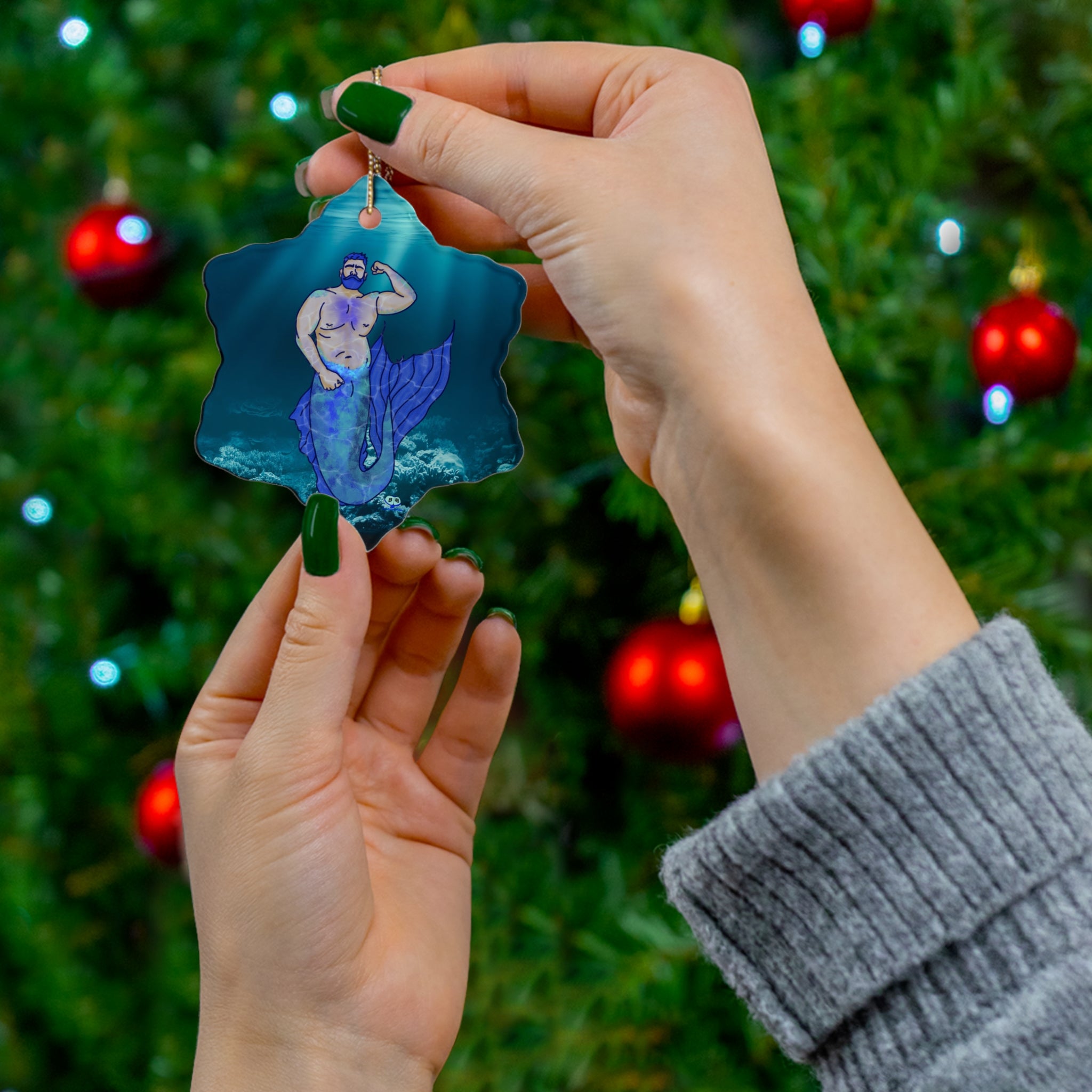 Ceramic Ornament - MerCub Blue Merman