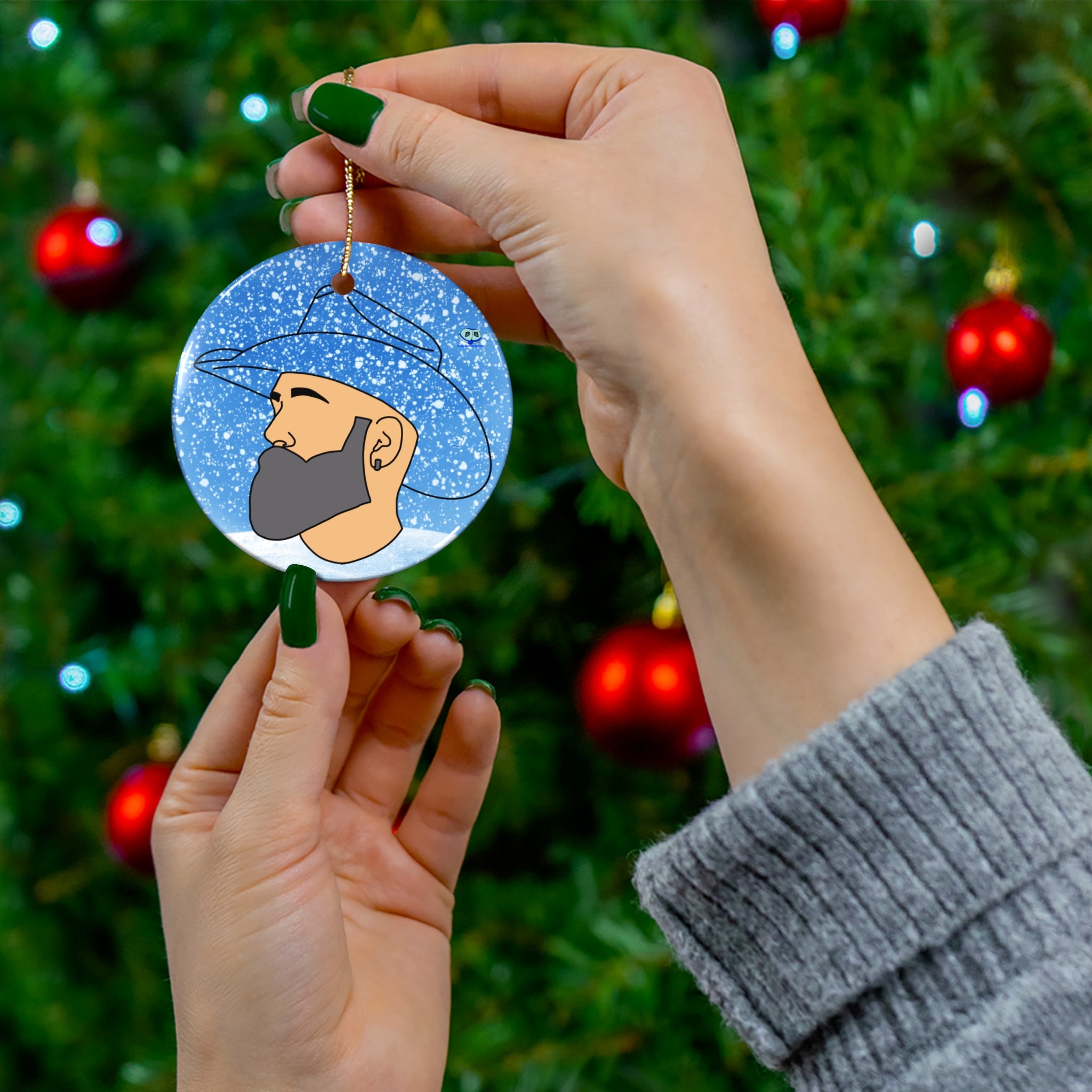 Ceramic Ornament - Bearded Cowboy