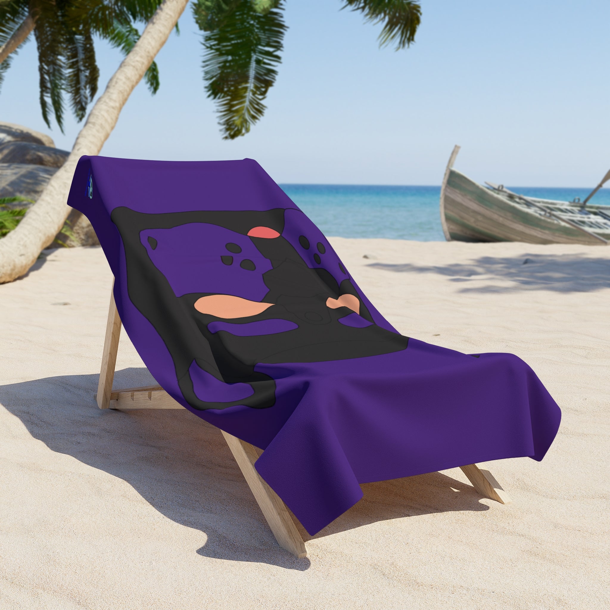 Beach Towel - Pup Mask (Purple)
