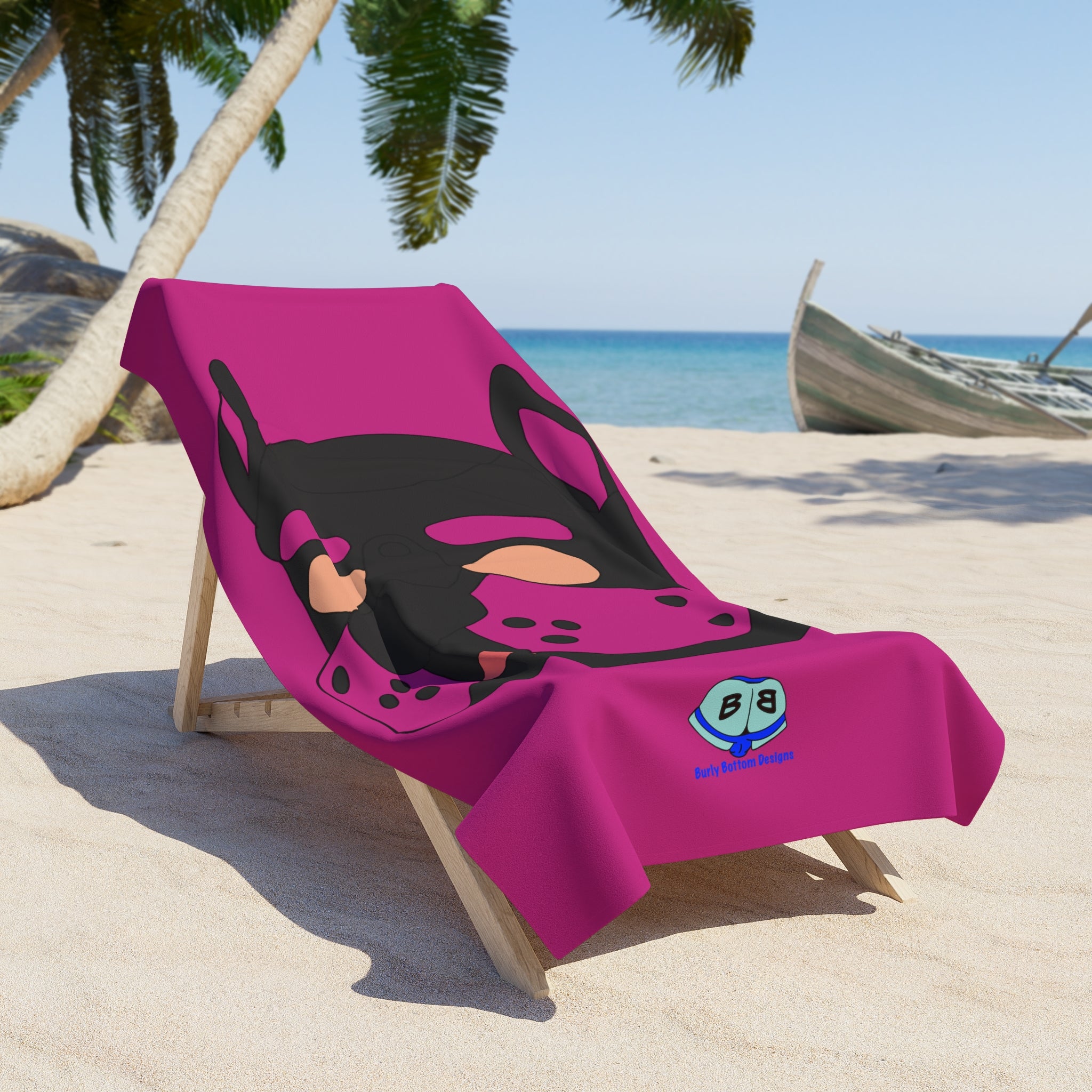 Beach Towel - Pup Mask (Pink)