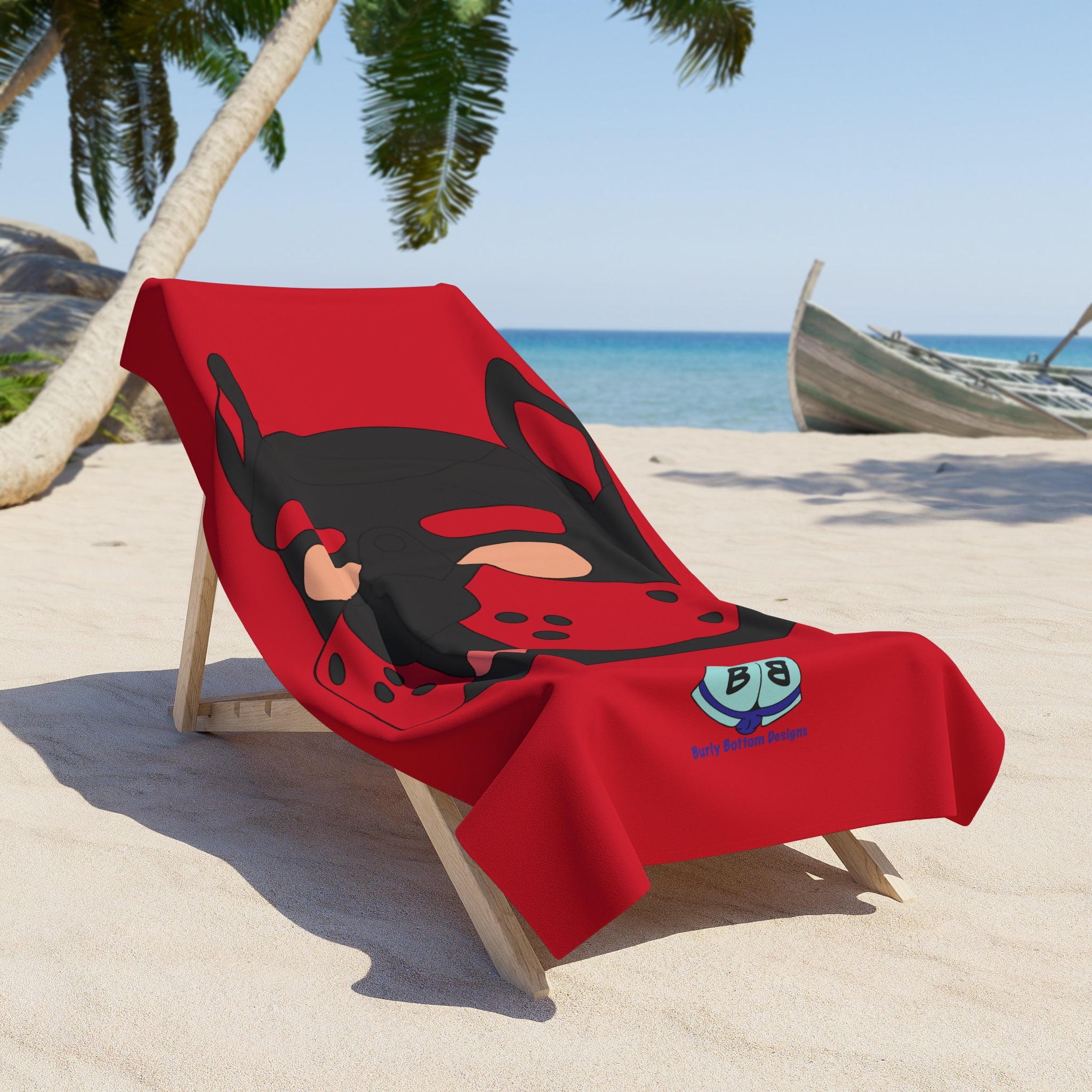Beach Towel - Pup Mask (Red)