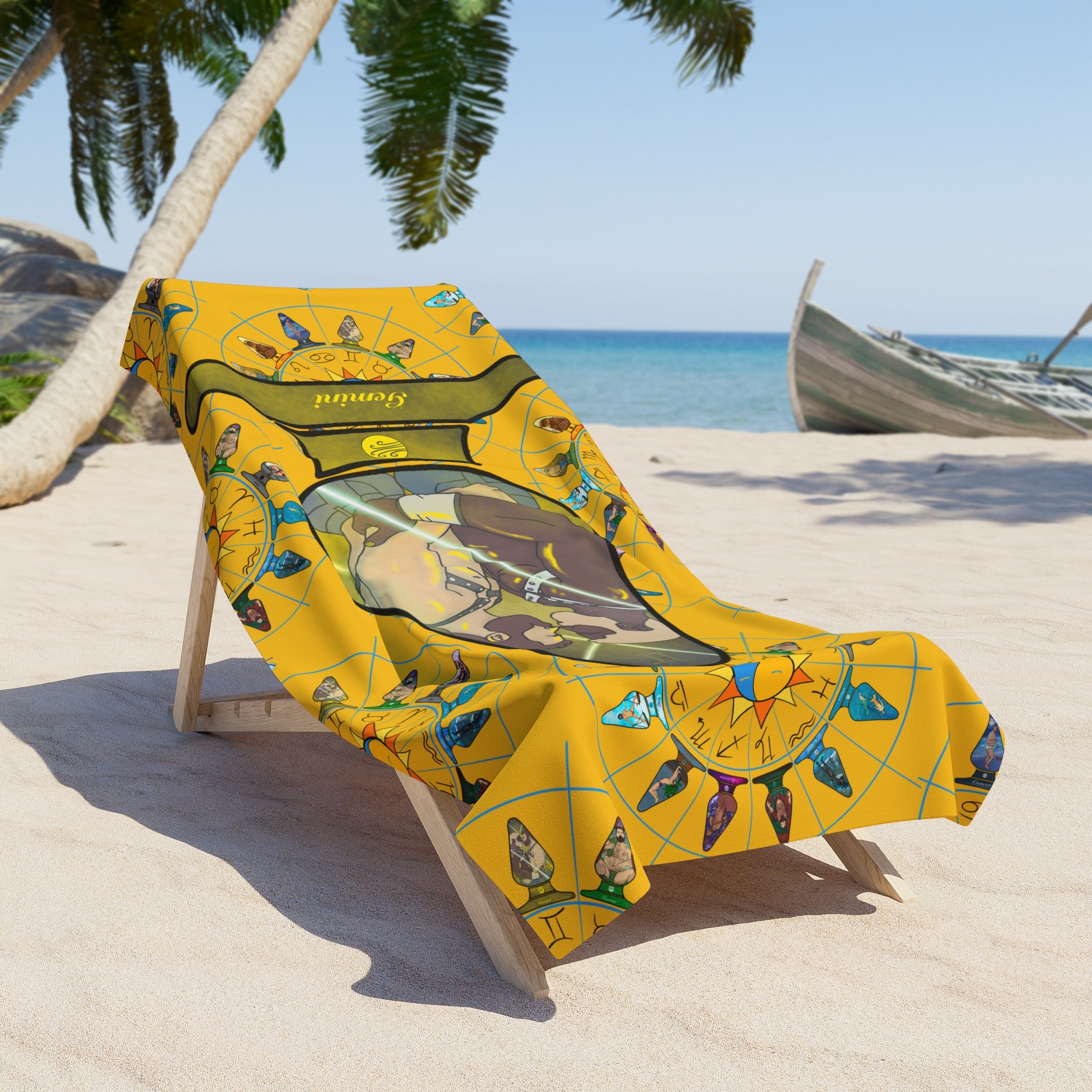 Beach Towel - Zodiac Butt Plug: Gemini Burly Bottom Designs Beach Towel - Zodiac Butt Plug: Gemini Burly Bottom Designs