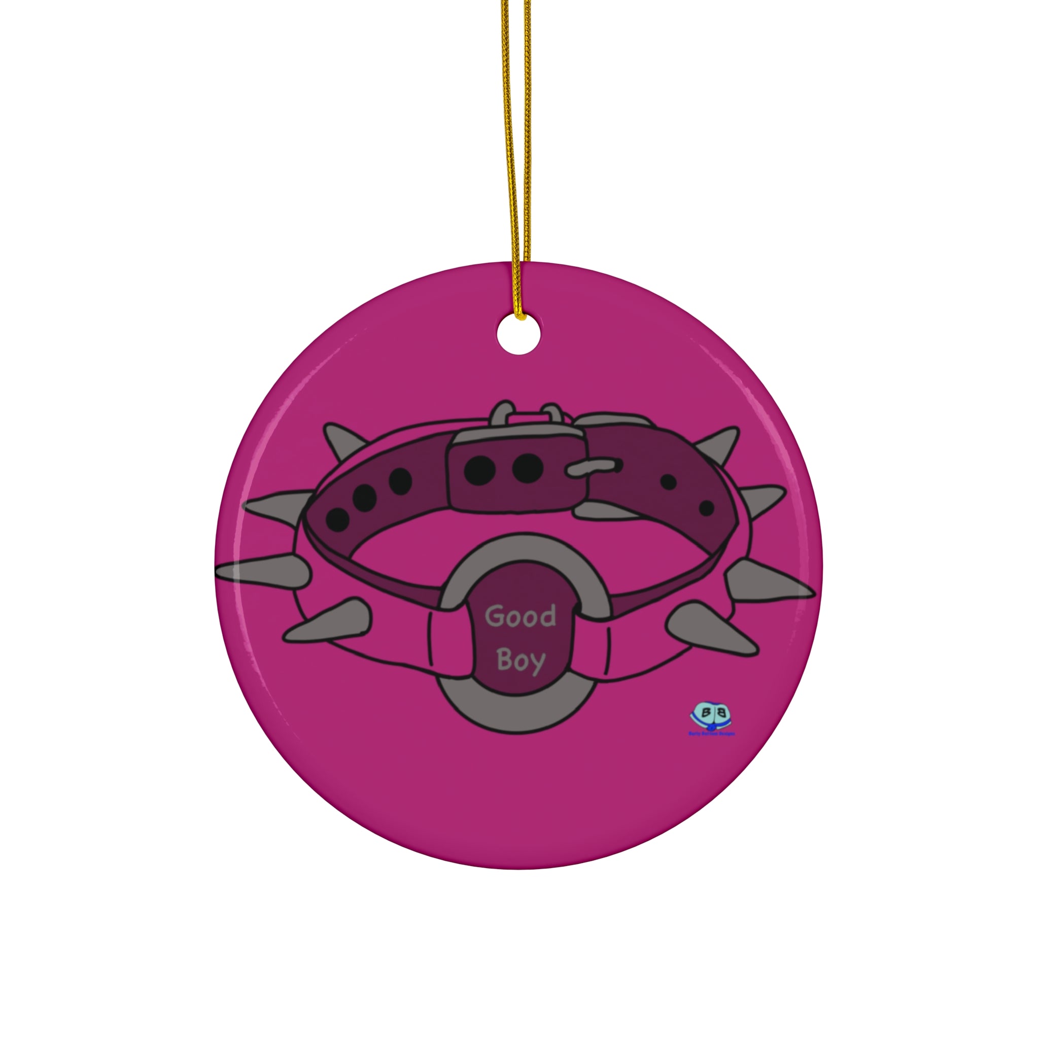 Ceramic Ornament - Spiked Collar (Pink)