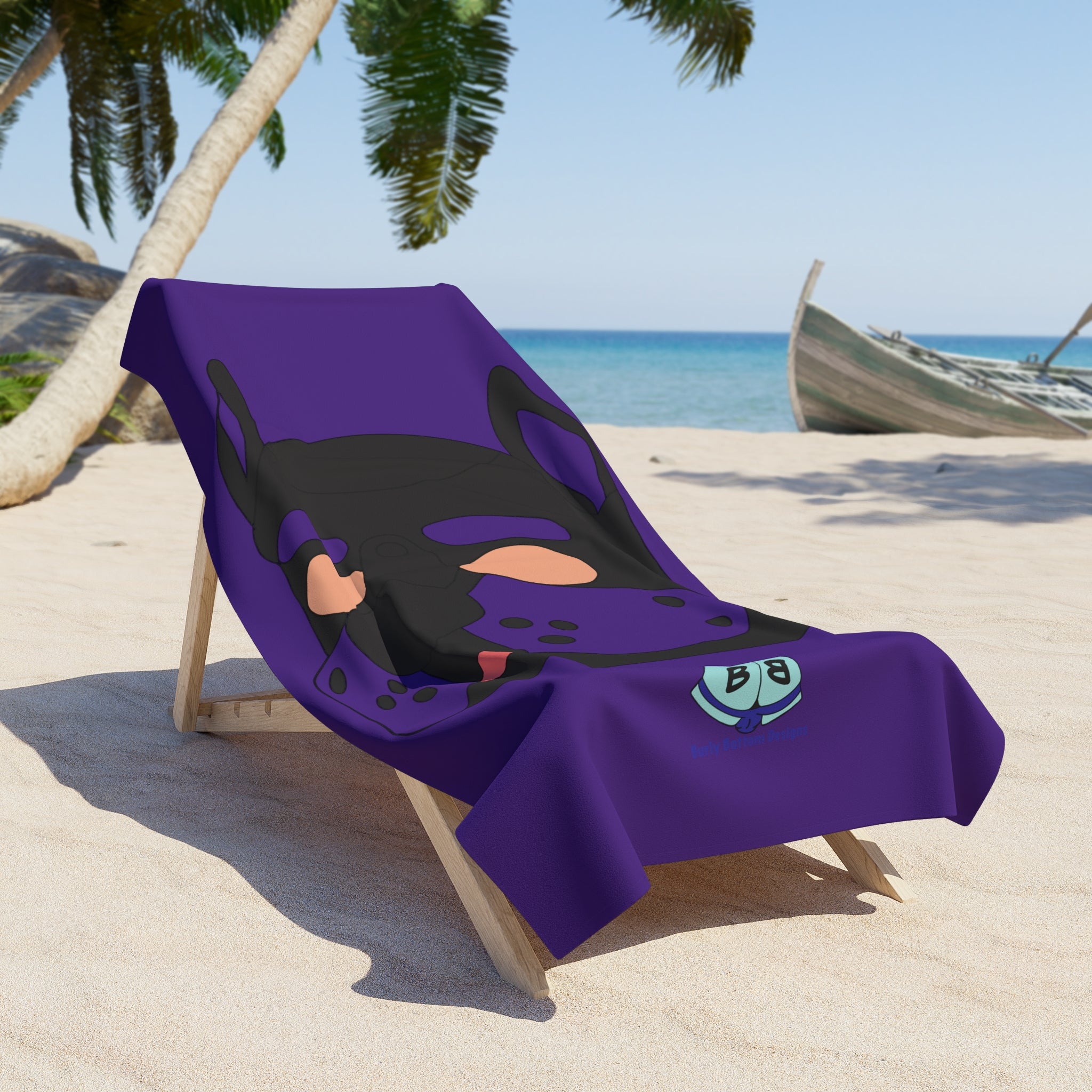 Beach Towel - Pup Mask (Purple)