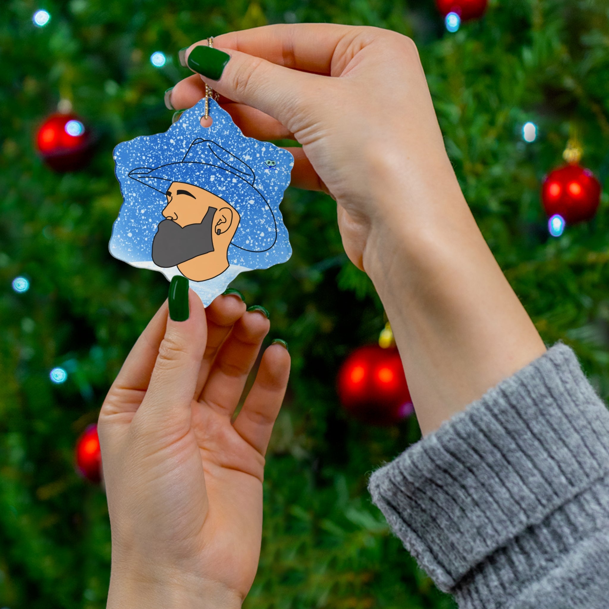 Ceramic Ornament - Bearded Cowboy