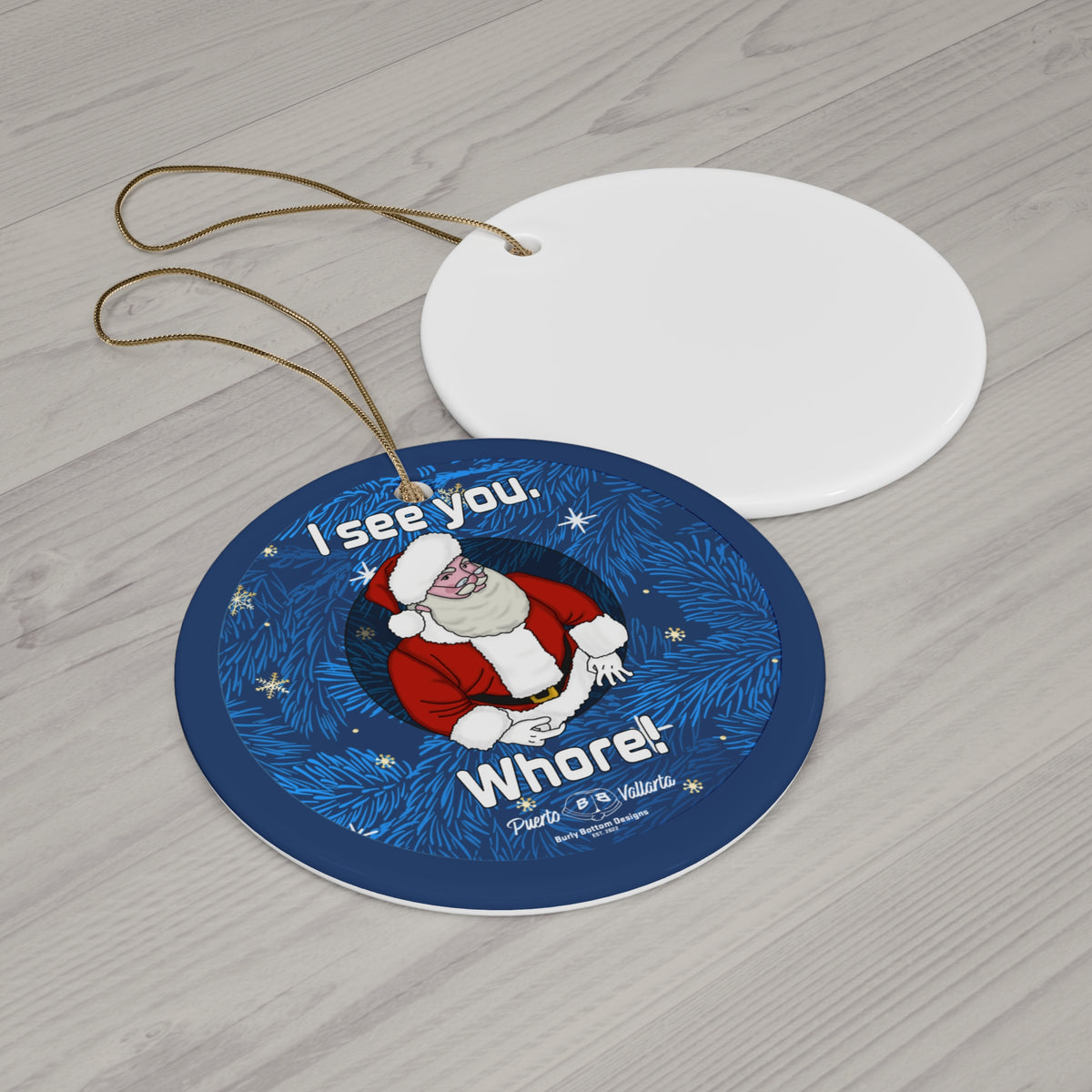 Ceramic Ornament - Santa Sees You