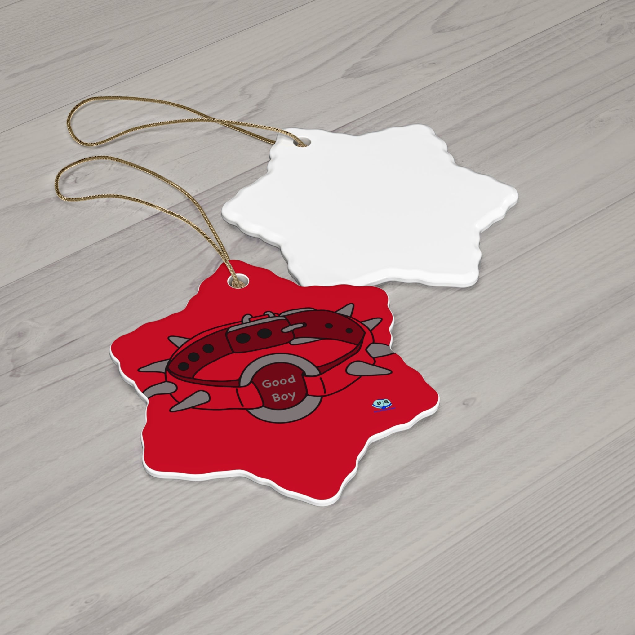 Ceramic Ornament - Spiked Collar  (Red)