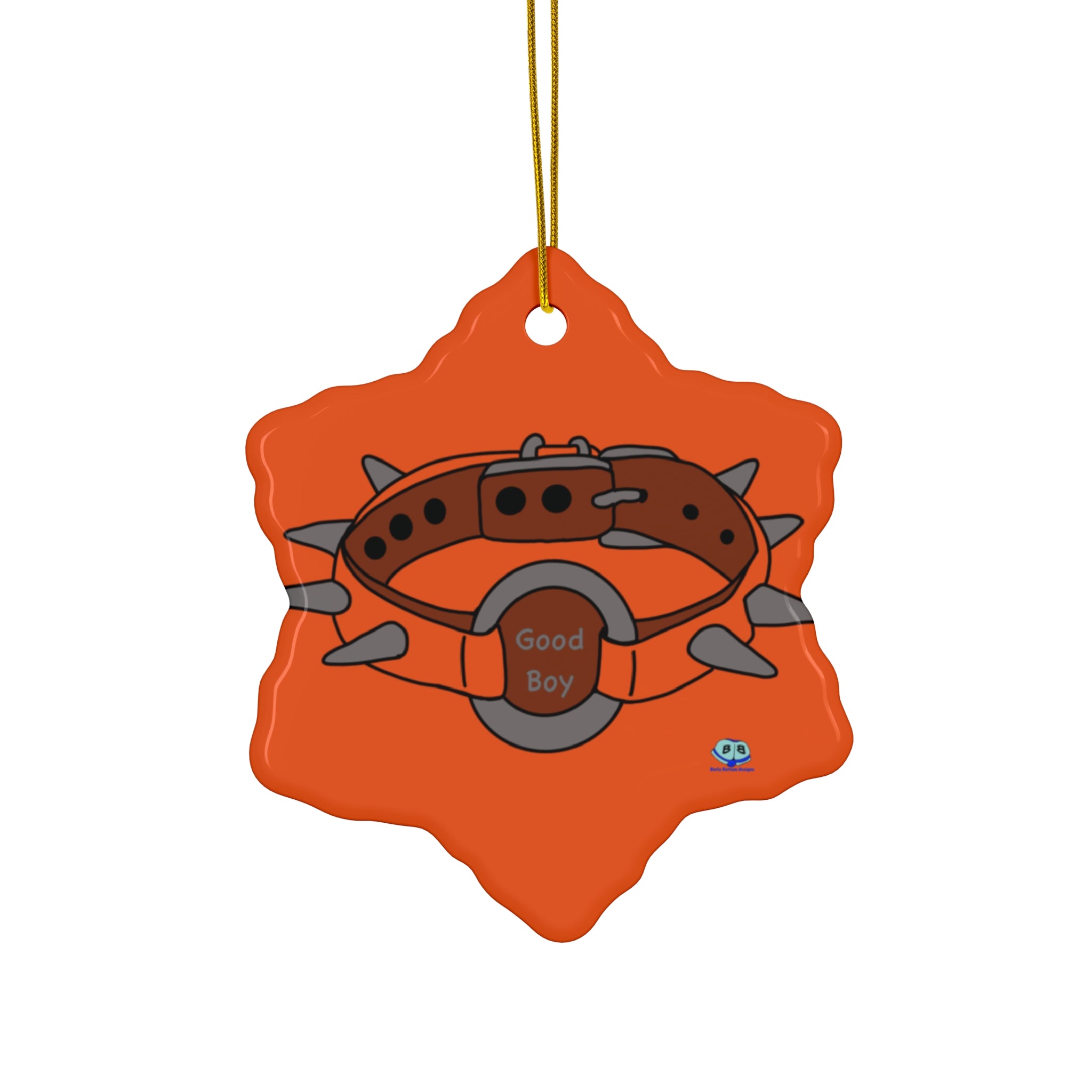 Ceramic Ornament - Spiked Collar (Orange)