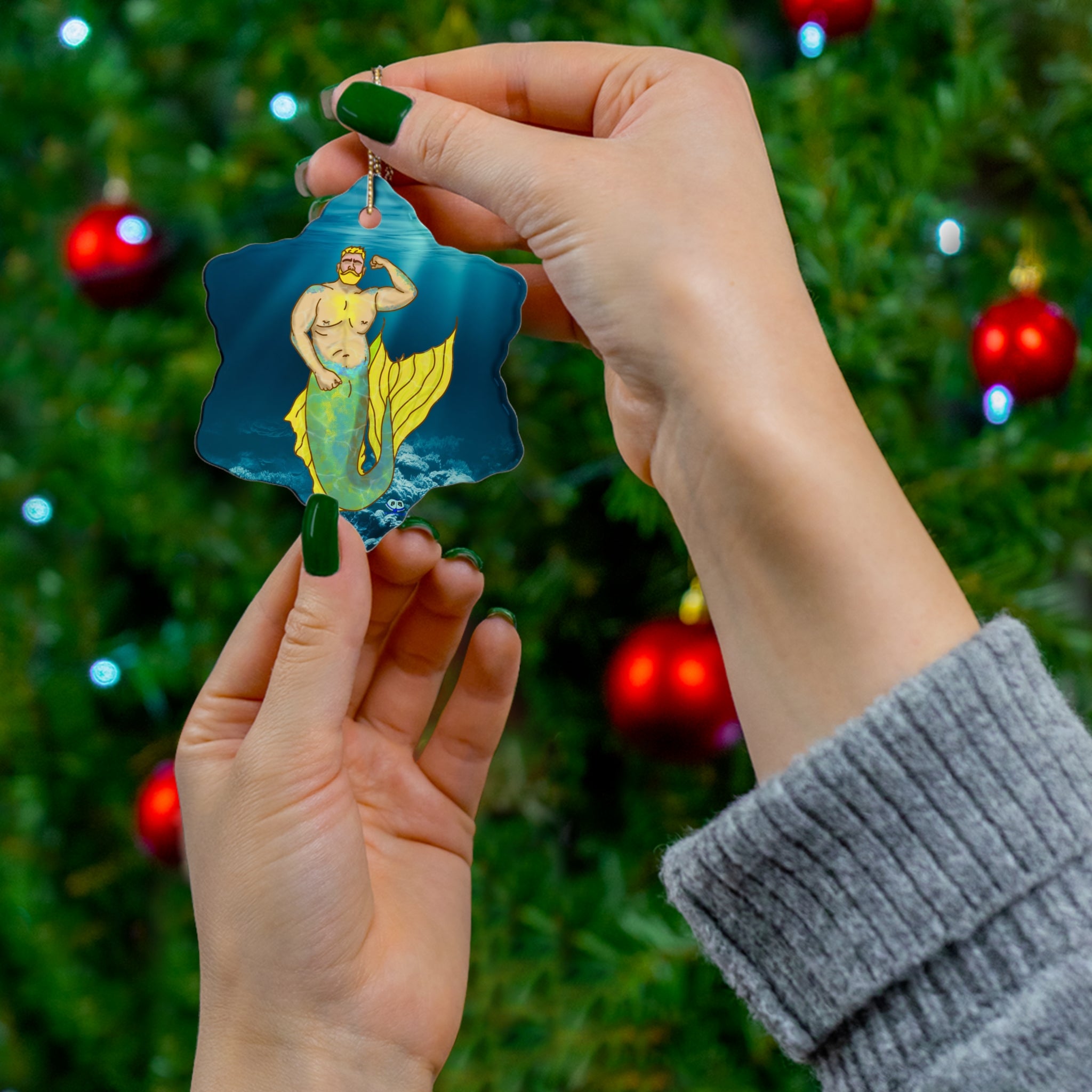 Ceramic Ornament - MerCub Yellow Merman