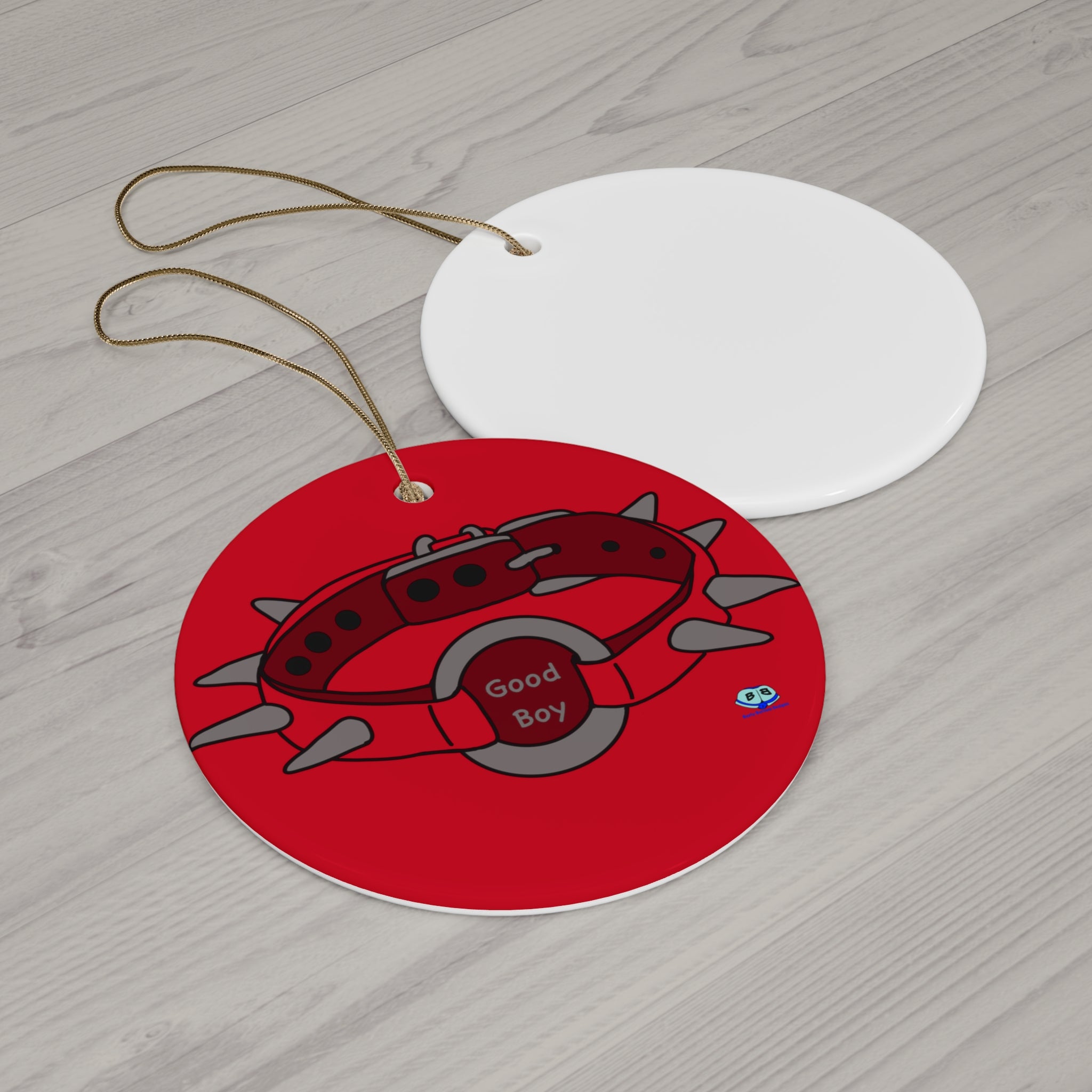 Ceramic Ornament - Spiked Collar  (Red)