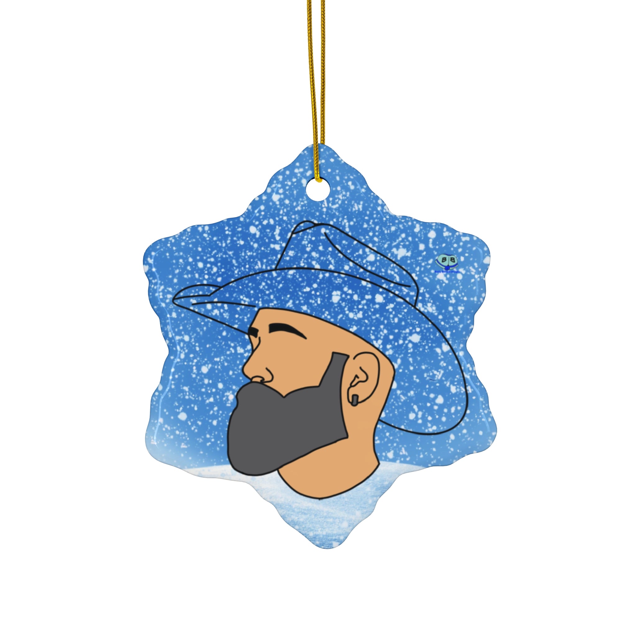 Ceramic Ornament - Bearded Cowboy