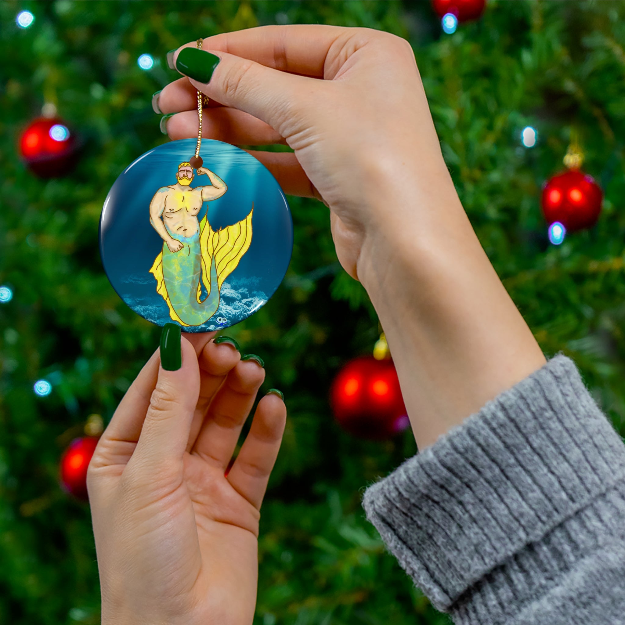 Ceramic Ornament - MerCub Yellow Merman