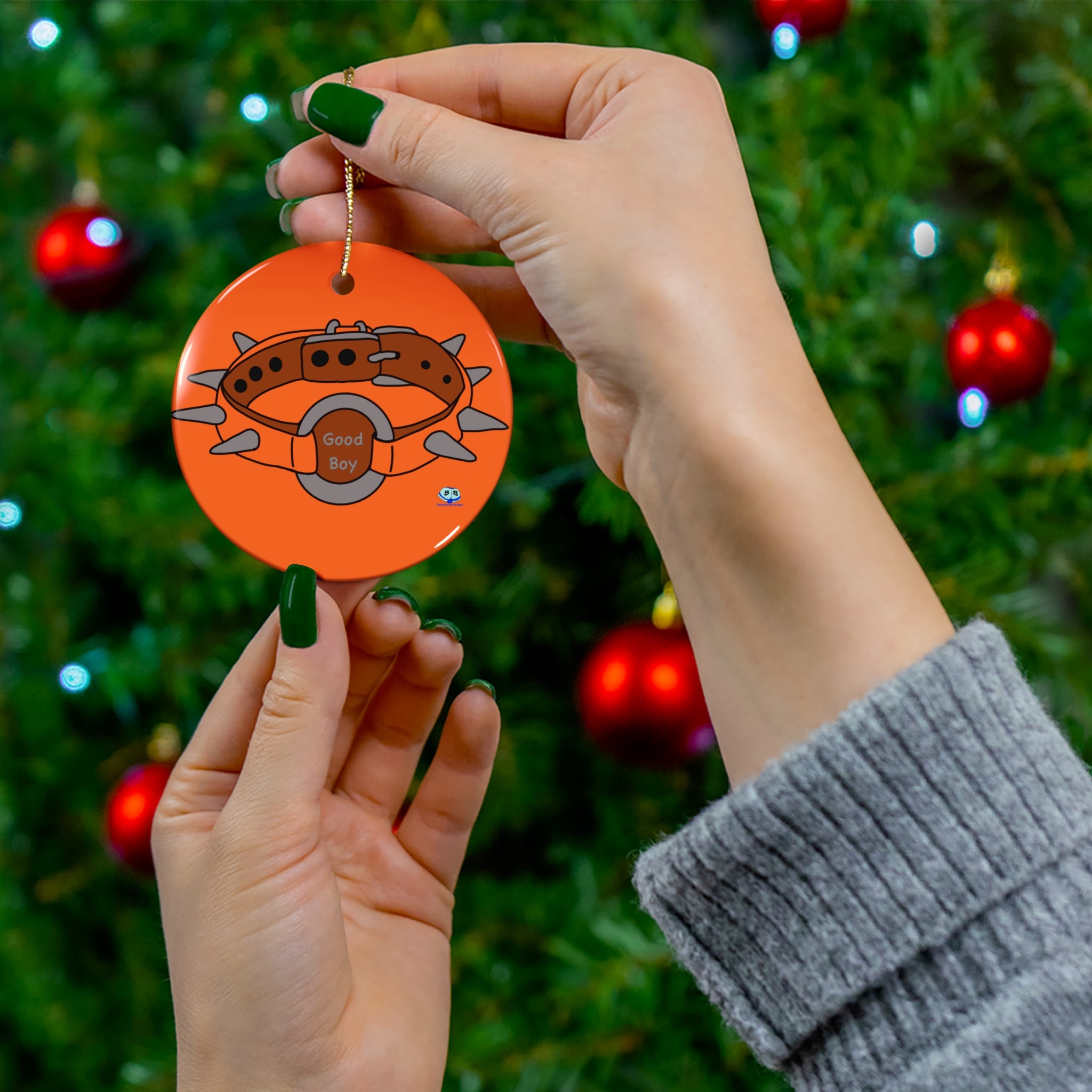 Ceramic Ornament - Spiked Collar (Orange)
