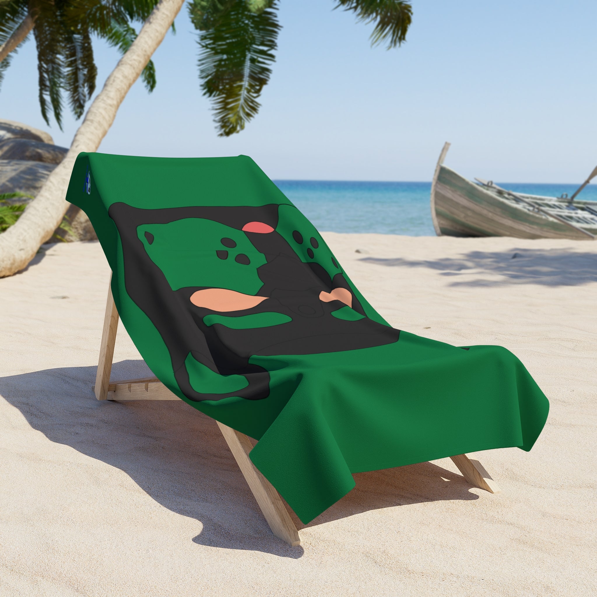 Beach Towel - Pup Mask (Green)