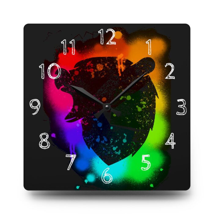 Acrylic Wall Clock - Bear Paint Rainbow