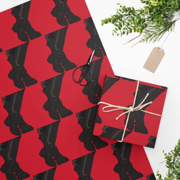 Wrapping Paper - Leather Boots on Red - Image 4