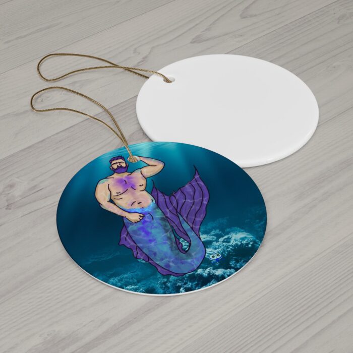 Ceramic Ornament - MerCub Purple Merman - Image 2