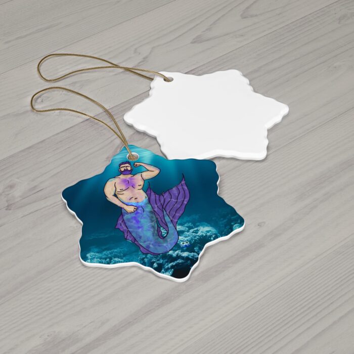 Ceramic Ornament - MerCub Purple Merman - Image 5