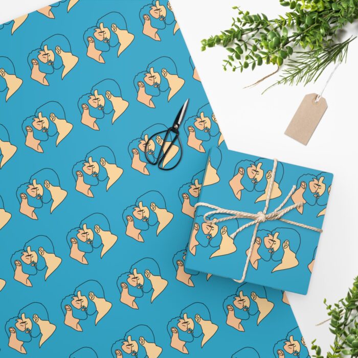 Wrapping Paper - Bearded Kiss on Light Blue - Image 2
