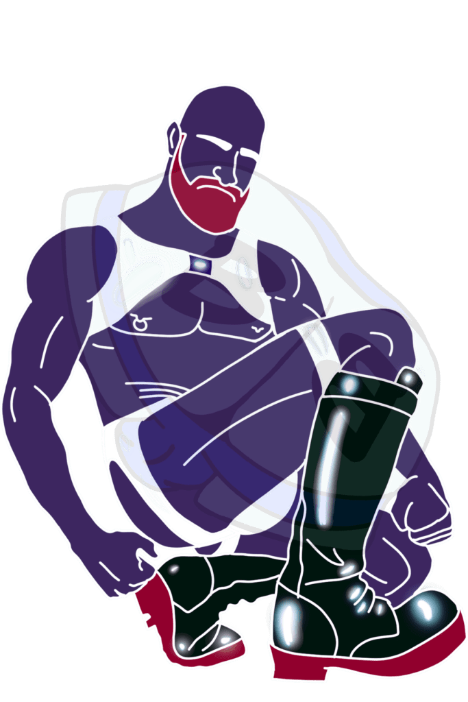 Describing subject of a drawing: The best thing about a rubber suit