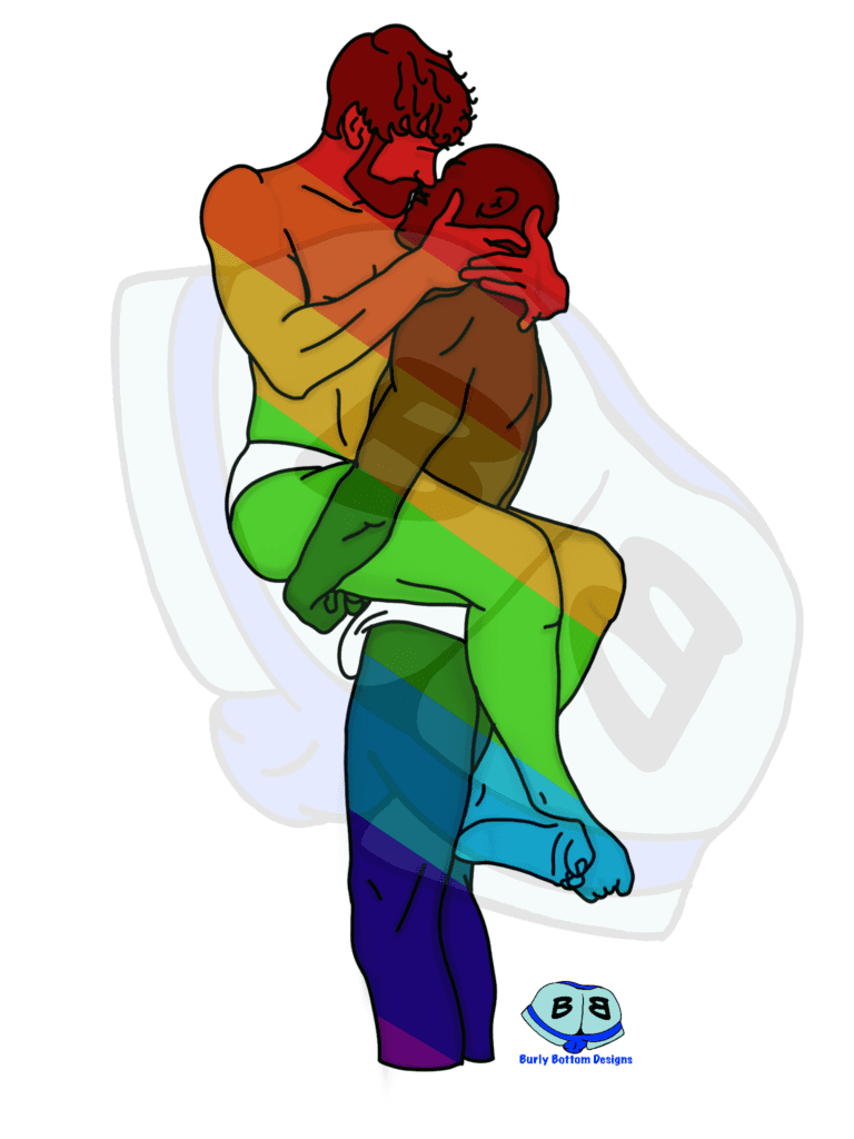 Describing subject of a drawing: Love is blind