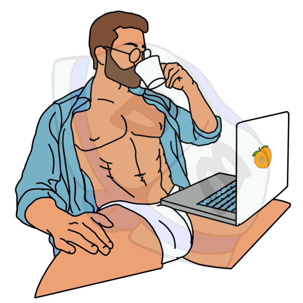 Describing subject of a drawing: I wear very little when I work from home.  It's my favorite uniform ever!
