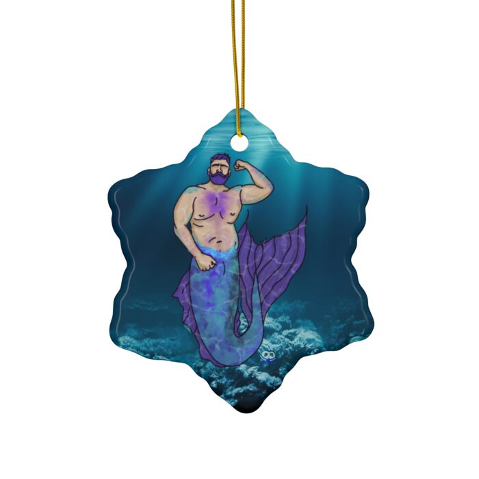 Ceramic Ornament - MerCub Purple Merman - Image 4