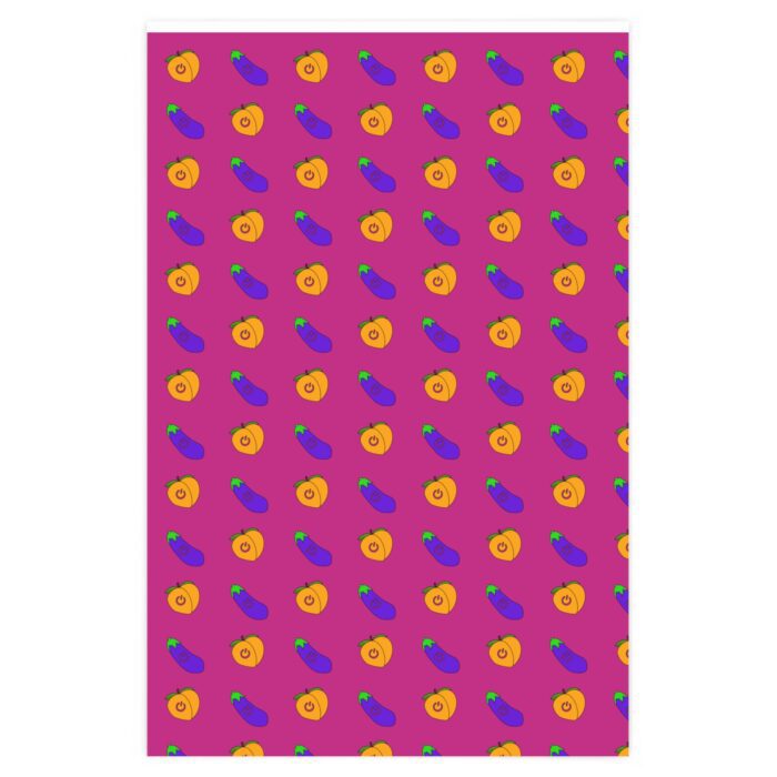 Wrapping Paper - Power Top / Eggplant &  Power Bottom / Peach on Hot Pink
