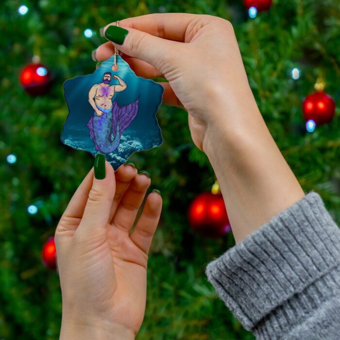 Ceramic Ornament - MerCub Purple Merman - Image 6