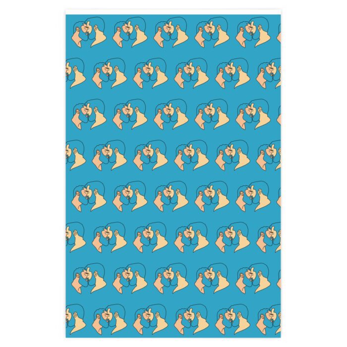 Wrapping Paper - Bearded Kiss on Light Blue